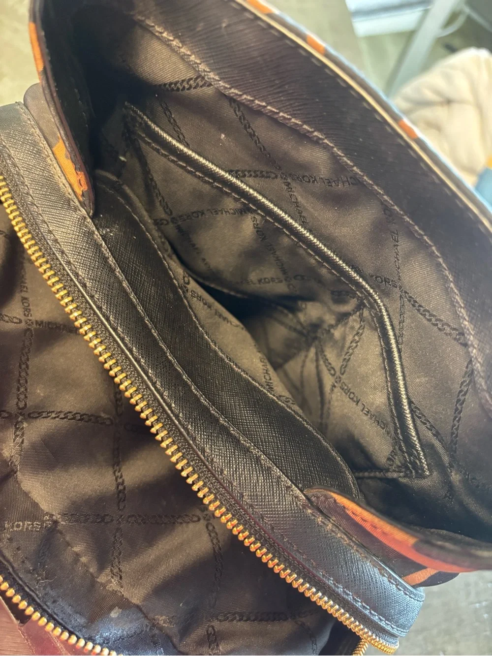 Michael Kors Black & Brown Giraffe-Print Backpack
